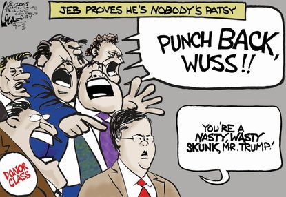 Political cartoon U.S. Jeb Bush Trump GOP