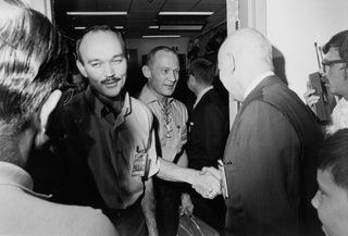 Apollo 11 Astronauts Greet Officials