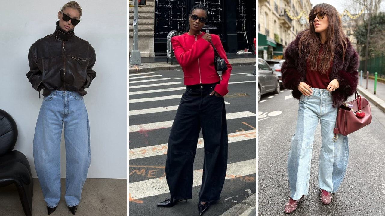 Barrel leg jeans: influencer imagery