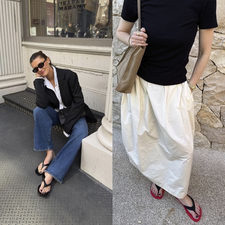 Influencers wearing trendy flip-flops