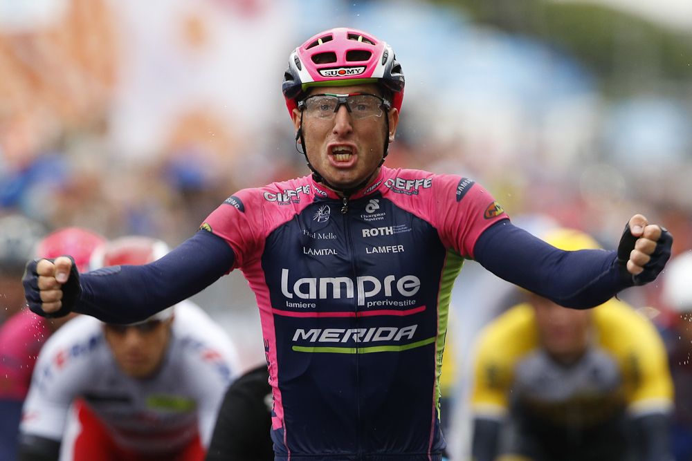 Sacha Modolo takes stage 13 of the Giro d'Italia.