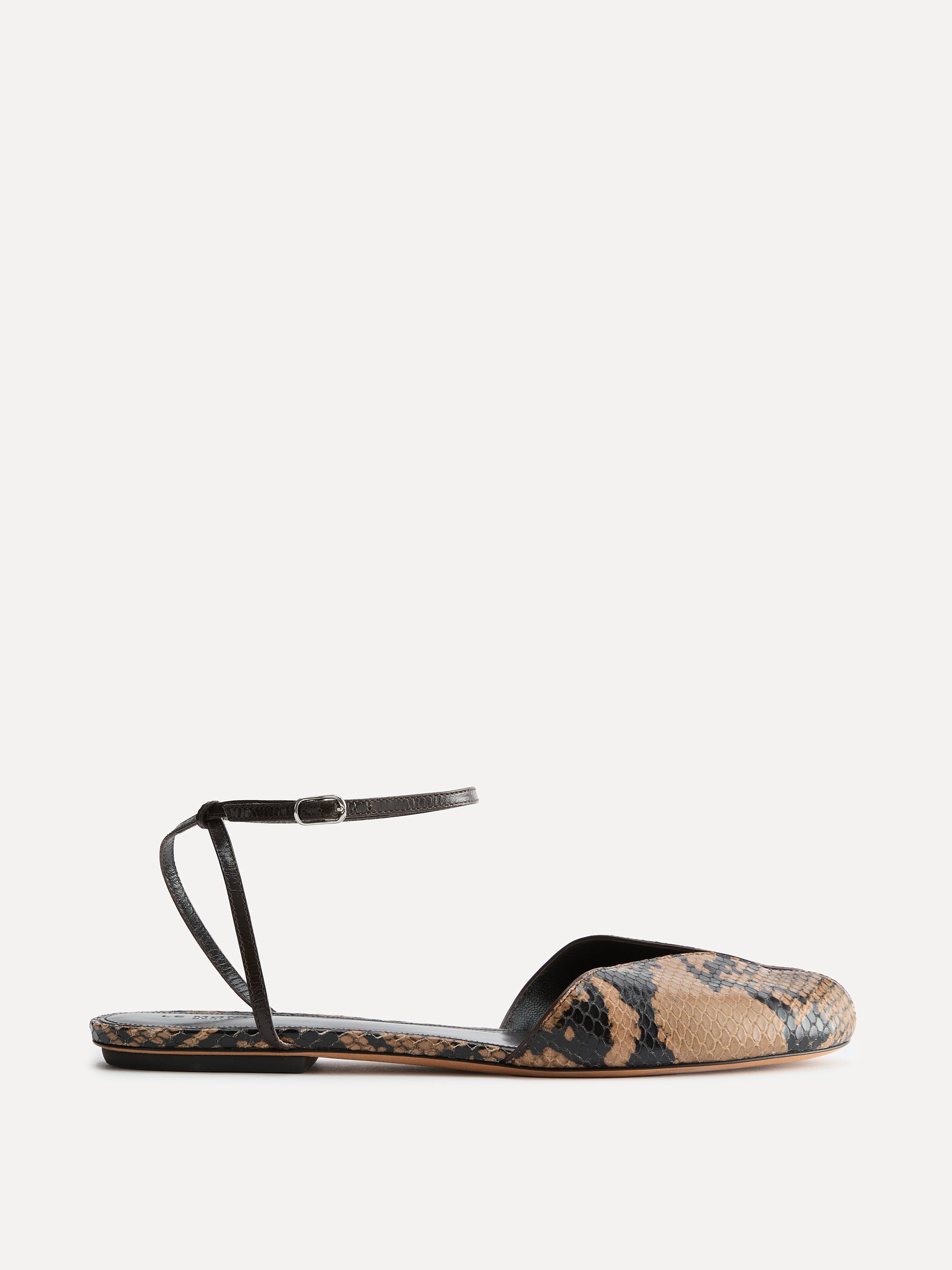 Valetta Flat / Fango Leather Snake Effect