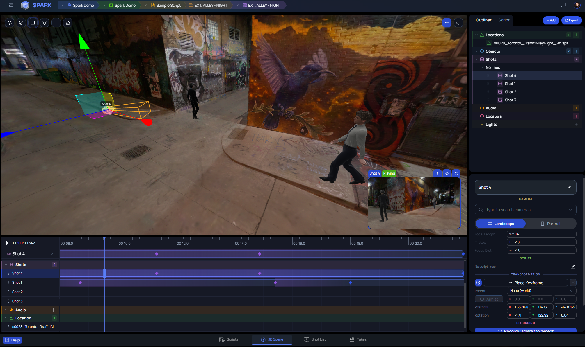 Scenes from a virtual filming app