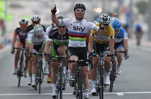 Mark Cavendish (Team Sky) wins stage 3 in Qatar