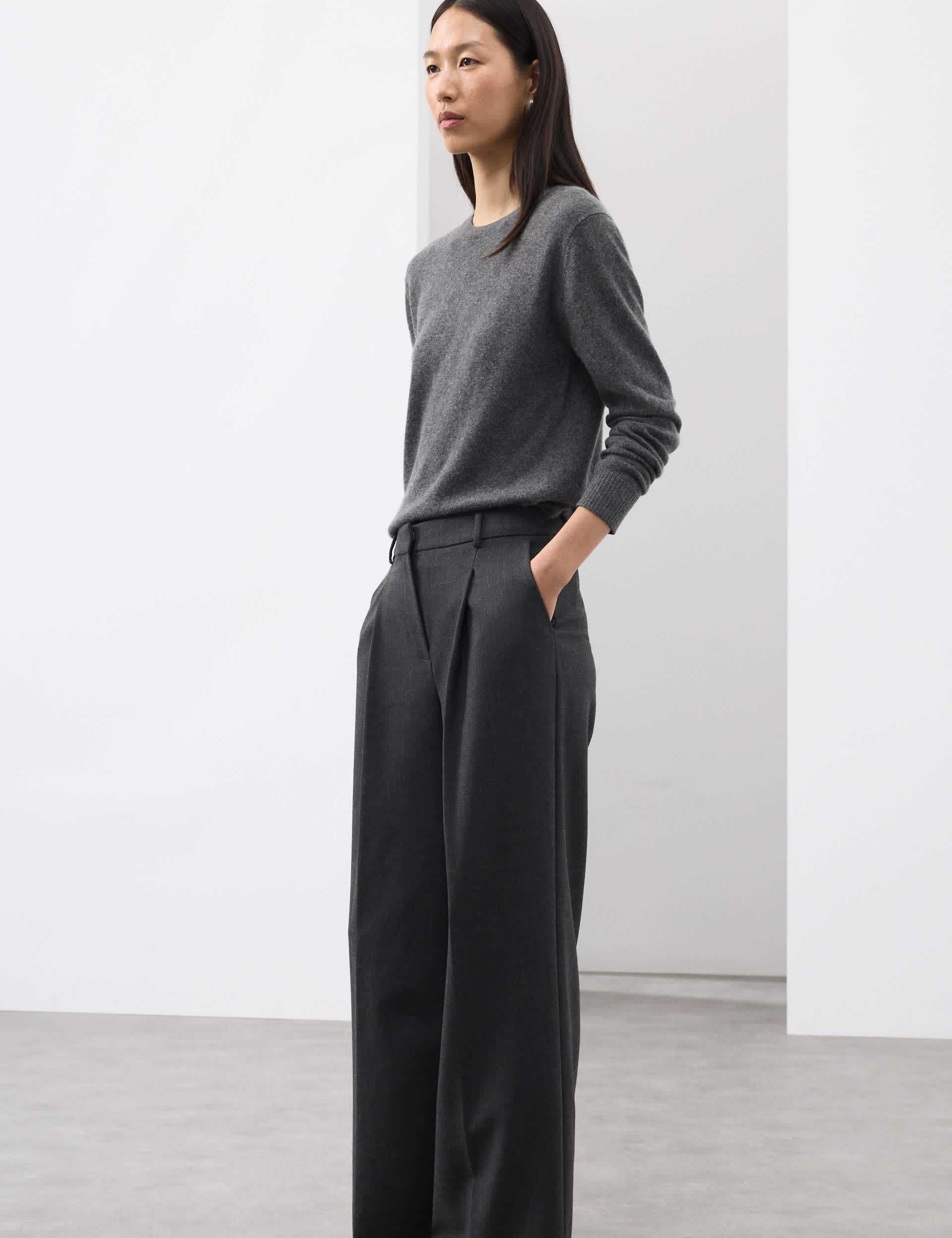 Wide Leg Trousers With Wool