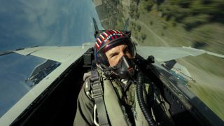 Tom Cruise in the cockpit in Top Gun: Maverick