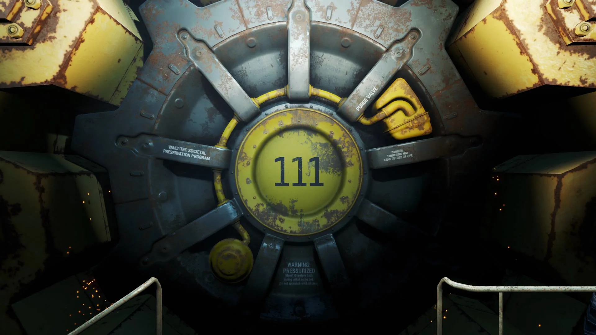 A promo screenshot for Fallout 4 featuring Vault 111