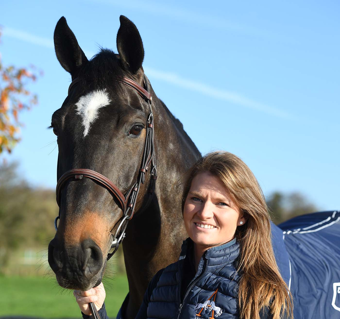 Jessica Burke with Express Trend at the yard she is based at, Arion Stud, in the village of Hambledon near Waterlooville in Hampshire in the UK on 1 December 2020