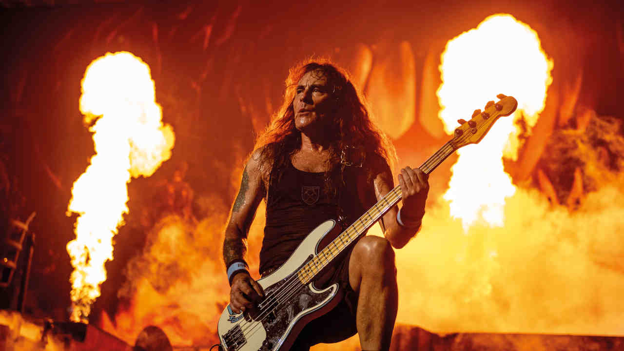 Iron Maiden&amp;rsquo;s Steve Harris performing onstage in 2021