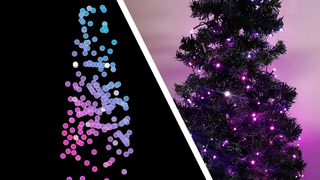 Twinkly Strings colors mapped in mobile app (left) and on Christmas tree (right)