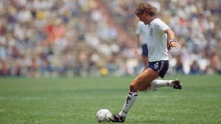 Glenn Hoddle in action for England in 1986