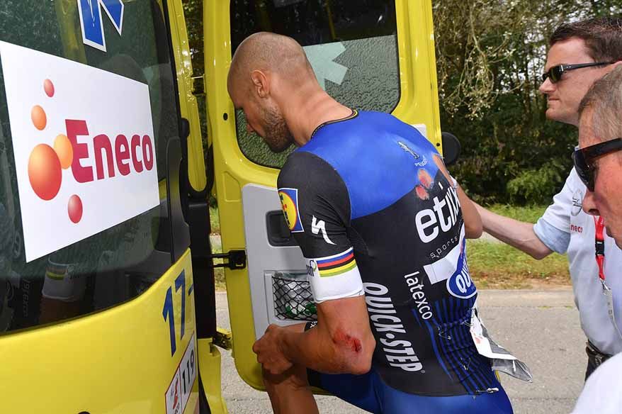 Tom Boonen (Etixx-QuickStep) exits the Eneco Tour.