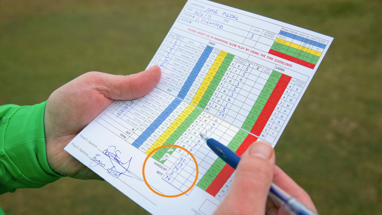 Nett score on golf scorecard