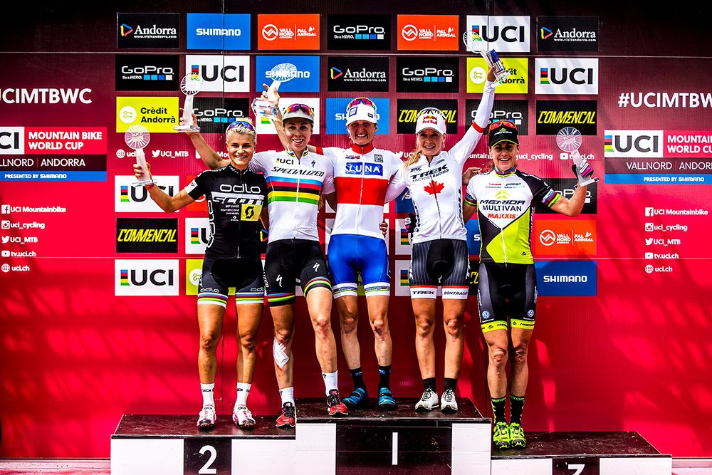 Final World Cup: Jenny Rissveds, Annika Langvad, Catharine Pendrel, Emily Batty, Gunn-Rita Dahle Flesjaa