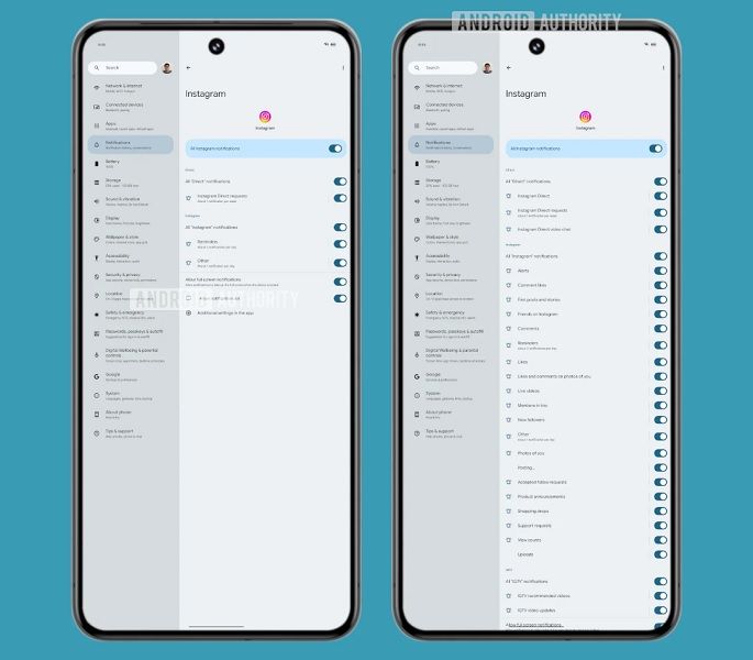 A list of all unused app notification channels in Android 15.