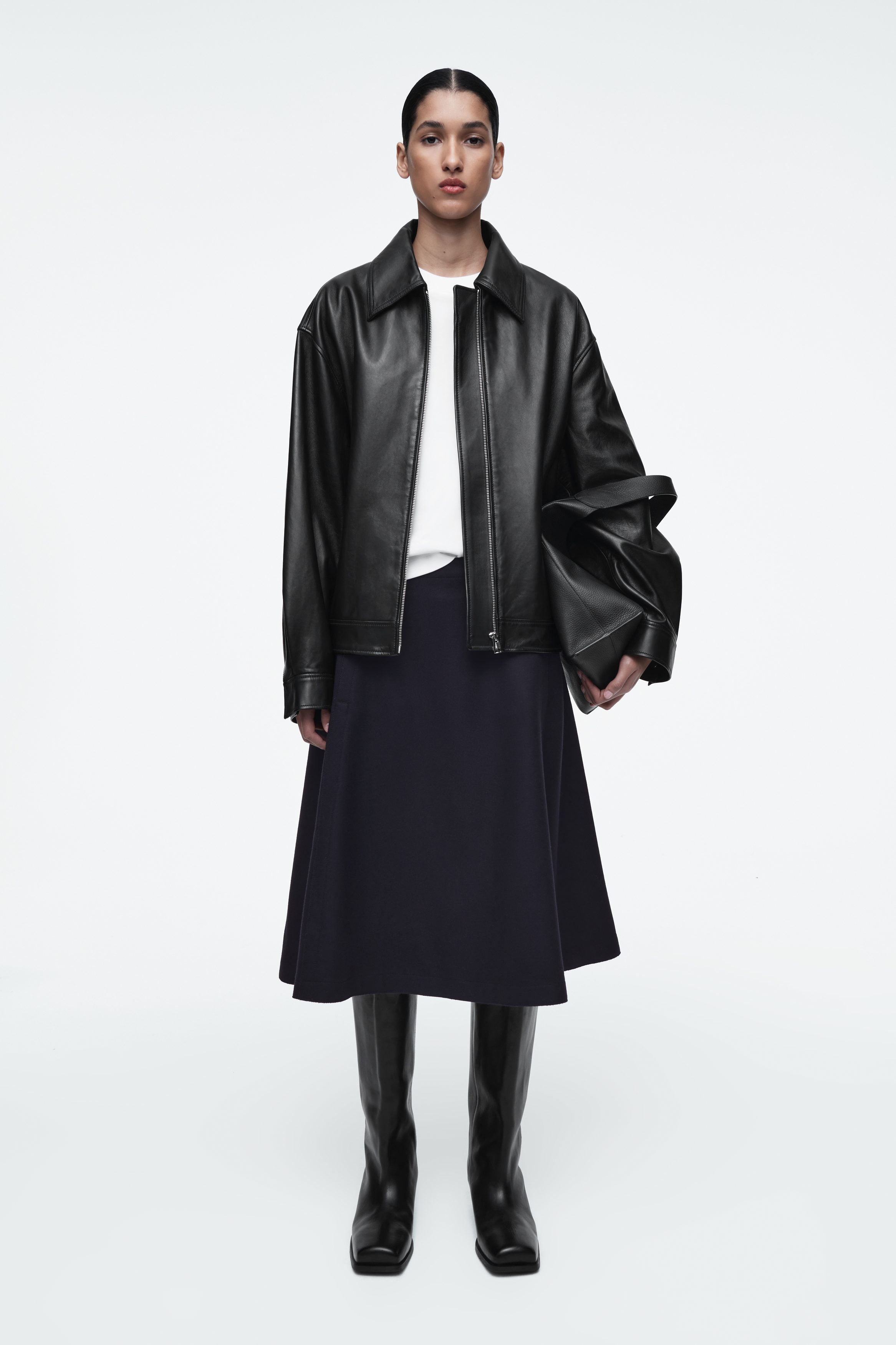 Panelled Wool Midi Skirt