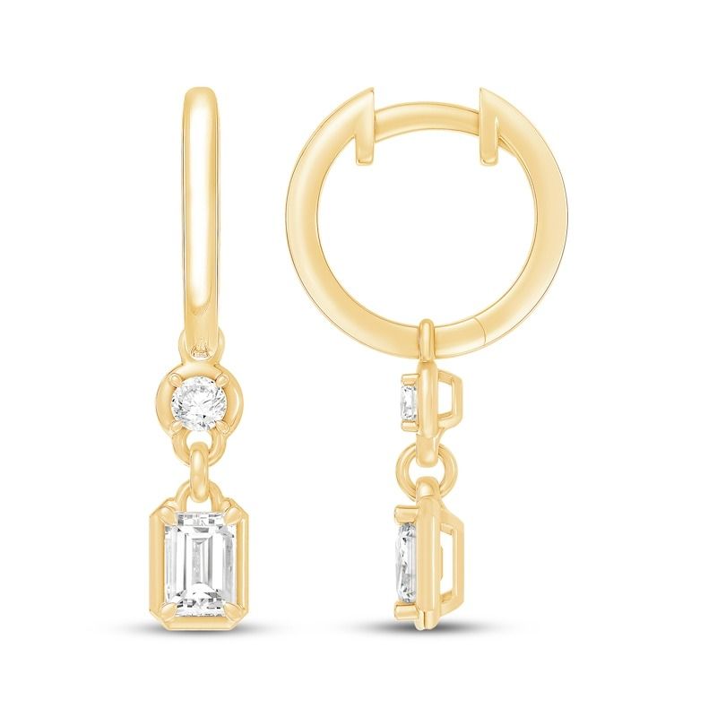 KAY Jewelers, Kay Lab-Grown Diamonds Round & Emerald-Cut Dangle Huggie Hoop Earrings
