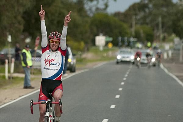 Peterson first, daylight second: Cameron Peterson (Virgin Blue/RBS Morgans) takes out stage five of the tour and the gold medal in the Victorian Open Mens Road Race Championship.