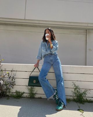 @aimeesong wearing green trainers
