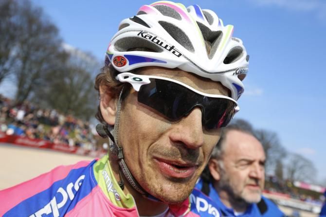 Filippo Pozzato (Lampre-Merida) at the finish of Roubaix