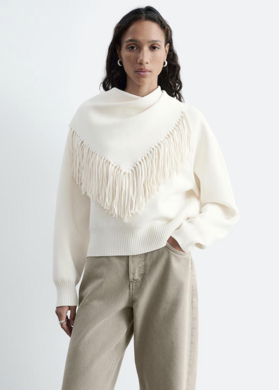&amp;amp; Other Stories, Scarf Detail Knit Jumper - Off White