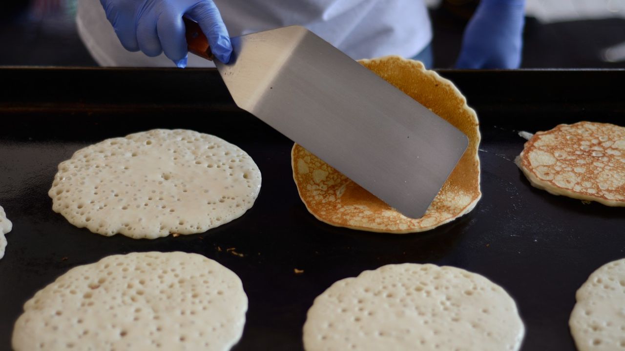 Pancakes being cooked