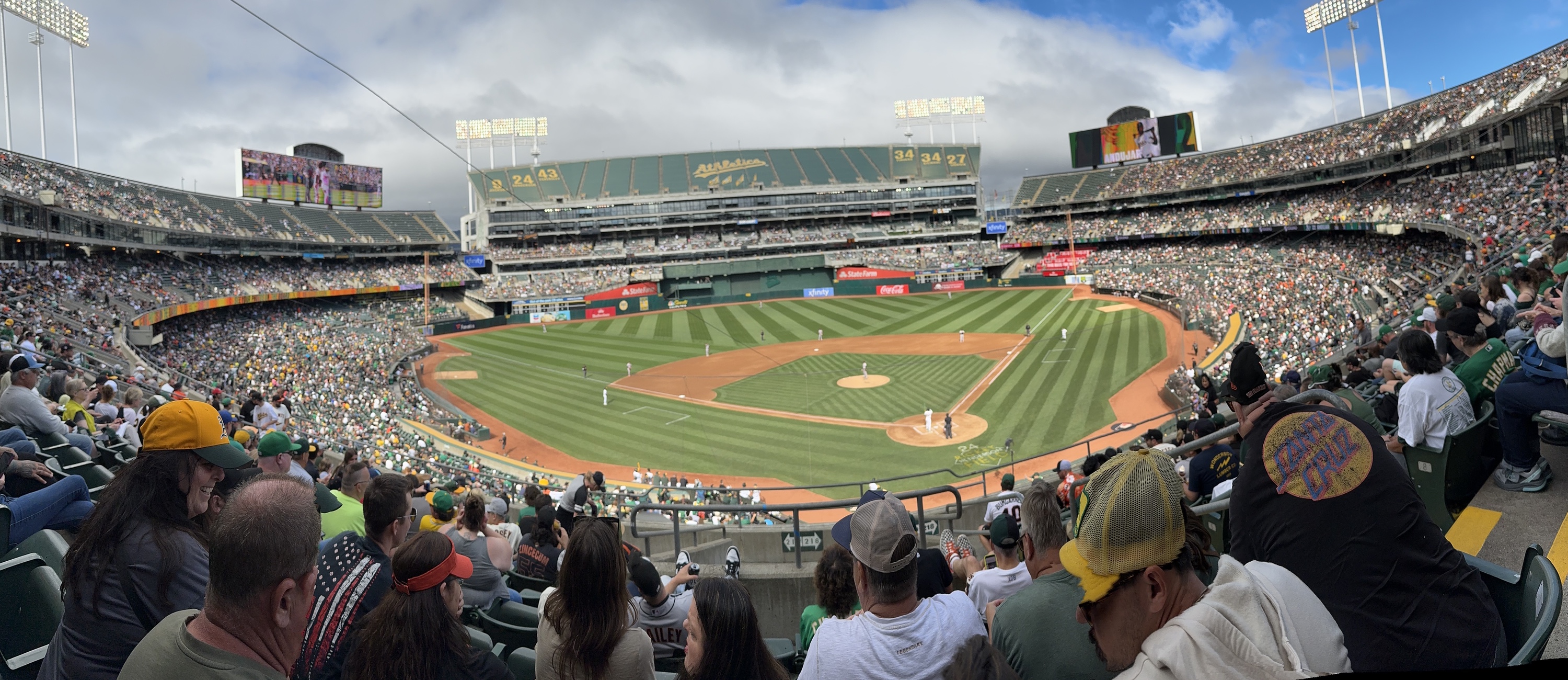 Panorama of Oakland Coliseum shot by iPhone 15 Pro