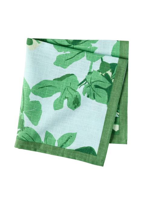 Green Fig Leaf Printed Pale Blue Napkin