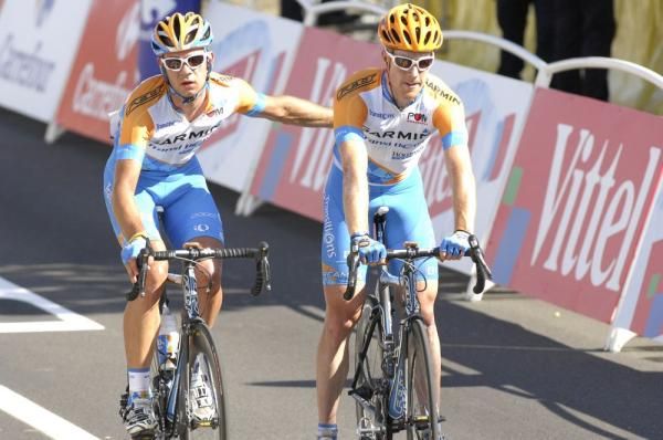 Tyler Farrar (Garmin-Transitions) needed some help to make it to the finish