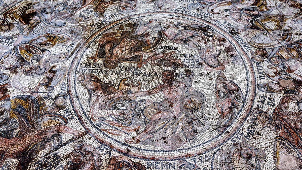 1,600-year-old mosaic of Hercules and Neptune's 40 mistresses unearthed in war-t..
