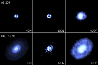 ALMA data show levels of three different compounds surrounding two young stars.