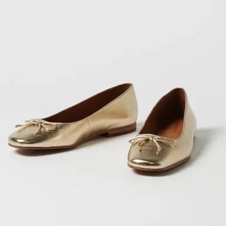 Oliver Bonas Gold Ballet Flats