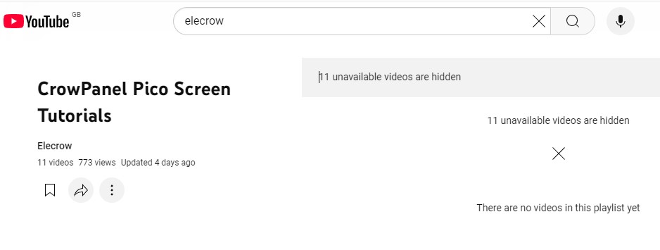 Screenshots of the Elecrow YouTube page