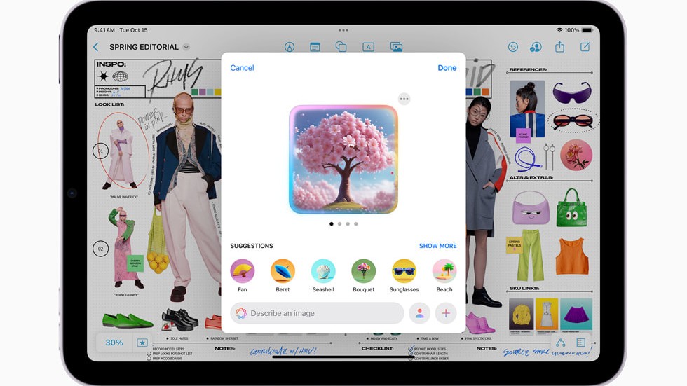 Product photo of iPad mini showing illustration creation software