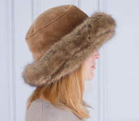 Faux Fur Large Brim Hat In Brown, Whiteley Fischer | $78.87