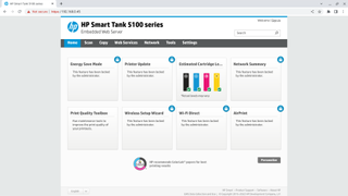 The dashboard for the HP Smart Tank 5105