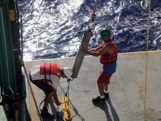 The actual hydrophone instrument was pulled on board the R/V Kilo Moana after being released from the ocean floor.
