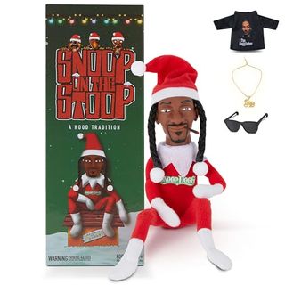 Snoop Dogg Snoop on a Stoop 2024 Christmas Elf Doll, 12” Small Plush Toys, Includes Elf Toy, Extra Tshirt, Sunglasses and Necklace, Christman Gifts for Men & Women.