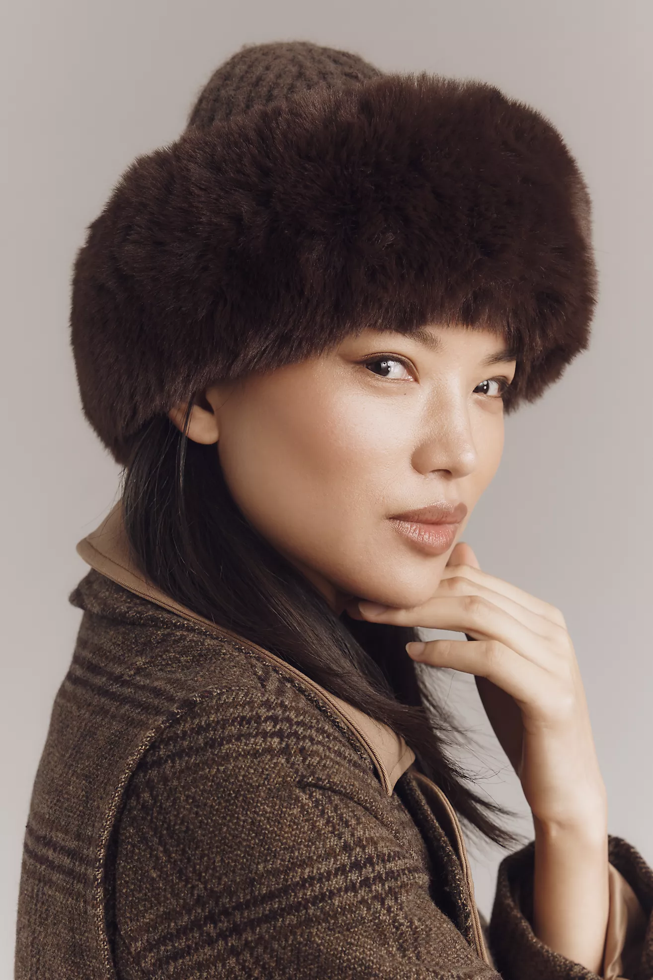 Faux Fur Knit Cloche Hat