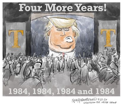 Political Cartoon U.S. Trump 1984 four more years