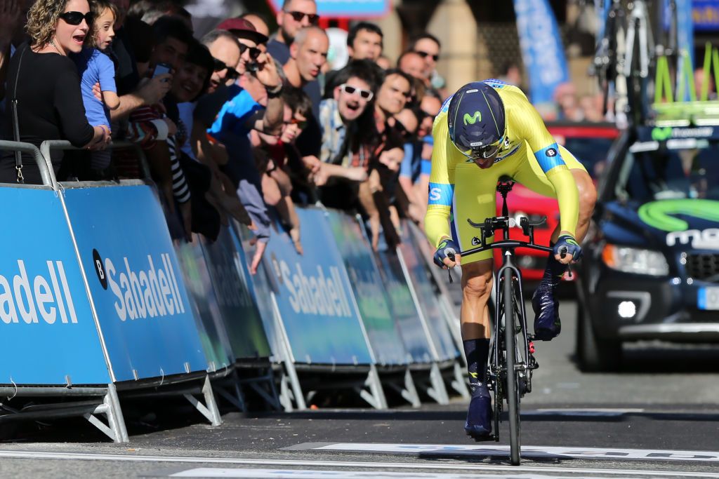 Alejandro Valverde finished second on the Vuelta al Pa&iacute;s Vasco's time trial finale.