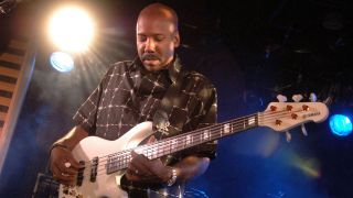Nathan East with his Yamaha Signature Bass during Nathan East in Yamaha Clinic Tour to Promote his Signature Bass and DVD "Business of Bass" in Tokyo, Japan.