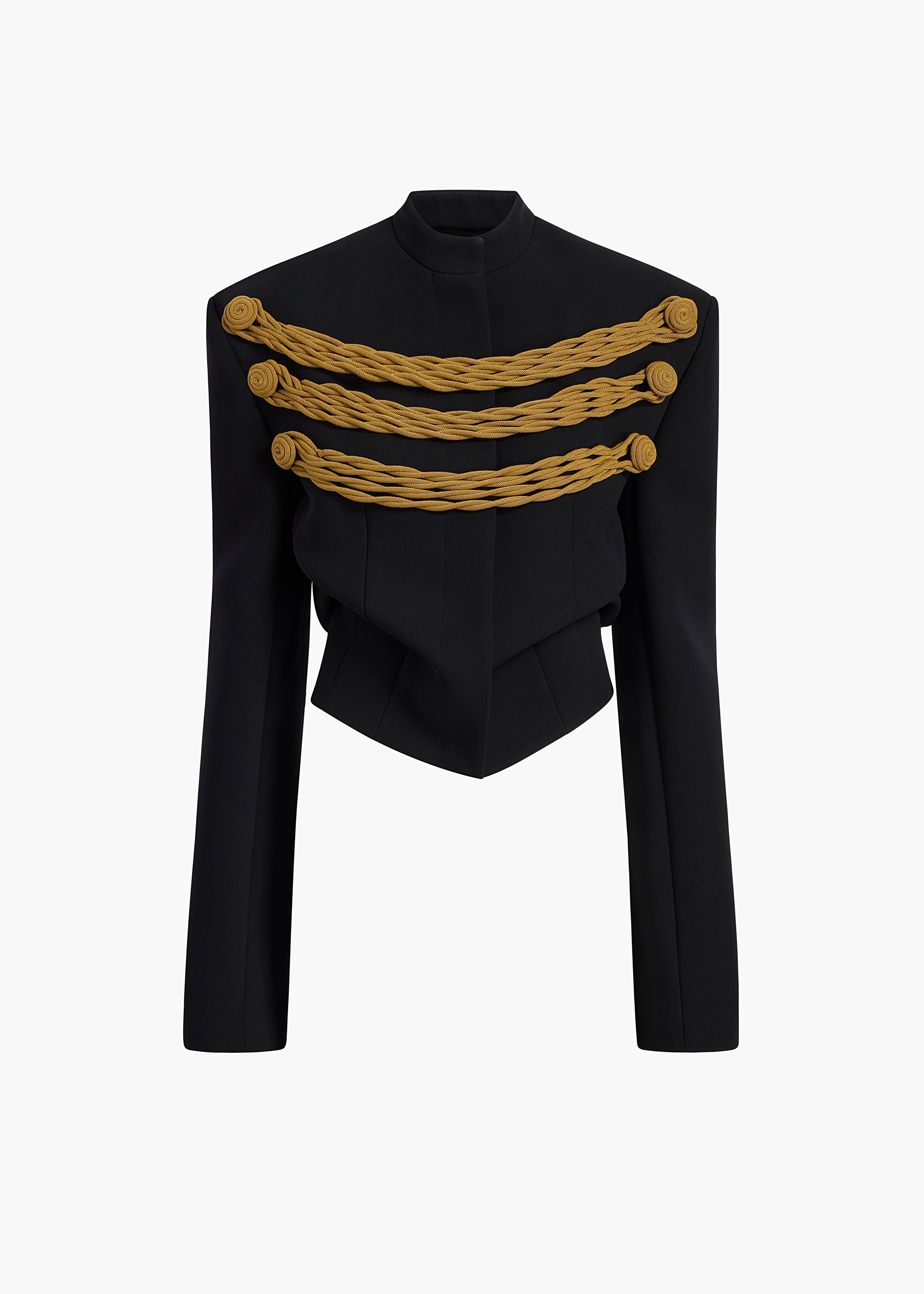 York Jacket With Cord Embroidery in Black and Gold - 0 / Black / Gold / 100%polyester
