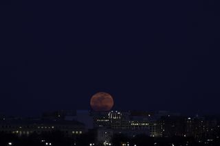 Photographer Sandy Adams snapped this great view of the "supermoon" full moon of March 19, 2011 rising over Washington, D.C.