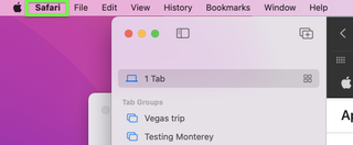 How to stop Safari from changing color on macOS step 1: click Safari in Menu bar