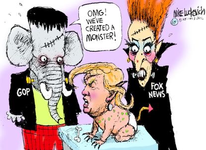 Political Cartoon U.S. Trump Fox GOP