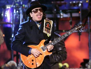 Carlos Santana performs at the 2000 Grammy Awards in Los Angeles on February 23, 2000