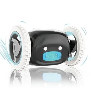 Clocky Loud Alarm Clock for Heavy Sleepers on Wheels (adults Kids Teens Bedroom), Run Away, Moving, Annoying, Jump, Roll, 1-Time Snooze, Wake Up Energized, Digital-Funny Gift (black)