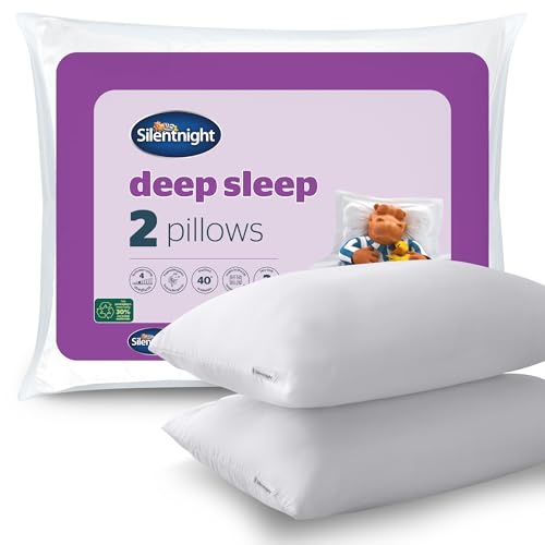 Silentnight Deep Sleep Pillows 2 Pack &amp;ndash; Medium Support Comfortable Hollowfibre Bed for Front, Back and Side Sleepers Machine Washable Hypoallergenic - Standard Size - Pack of 2