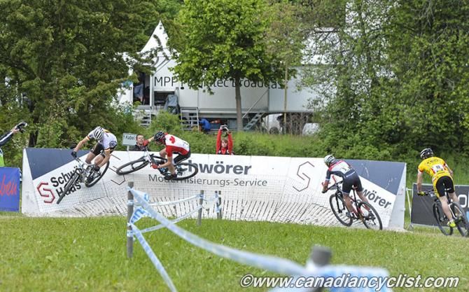 Heiko Gutmann (Team Germany) leading Leandre Bouchard (Team Canada)